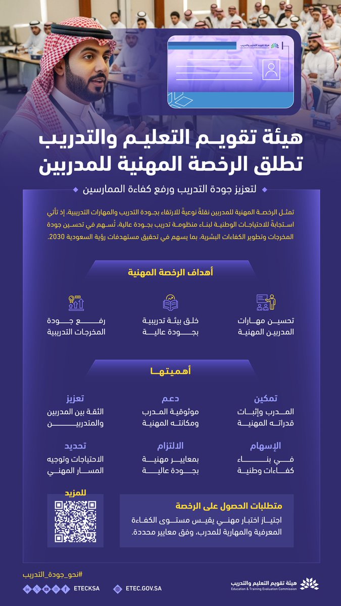 هيئة تقويم التعليم والتدريب تطلق الرخصة المهنية للمدربين